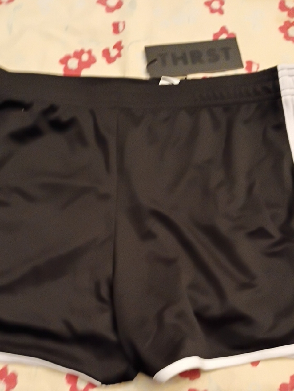 Black Athletic Training Shorts With White Trim